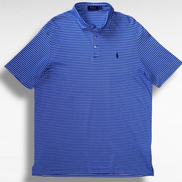 Polo Ralph Lauren Blue White Striped Polo Shirt Men’s XL Classic Fit - Picture 3 of 10